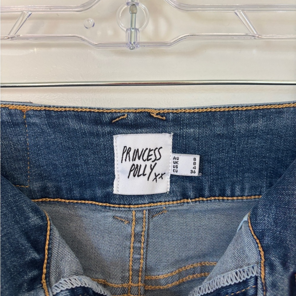 Princess Polly Denim Mini Skirt Light Wash Frayed Hem
